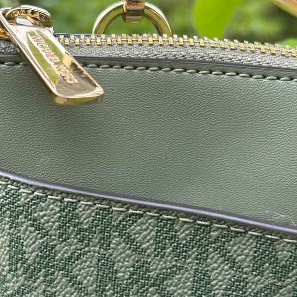 Michael Kors Olive Green Monogram Wristlet Crossbody